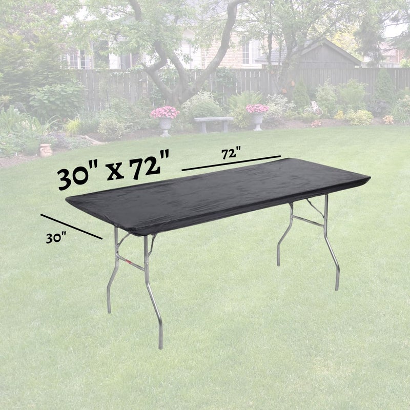 Kwik-Covers أغطية طاولات بلاستيكية مستطيلة كويك-كفرز 6' 30" x 72"، حزمة من 10 (أسود) - Image 4